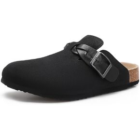 Womens Suede Leather Clogs Potato Shoes Straps Cork Mules Footbed Sandals with Arch Support Fashion and Comfort