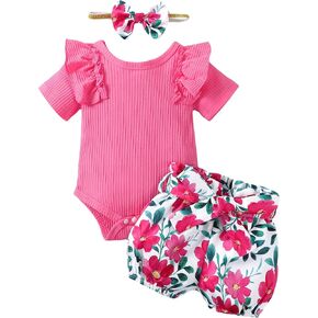 Newborn Baby Girl Clothes Infant Girl Stuff Romper Shorts Pants Sets Baby Girls' Clothing Baby Girl Outfits
