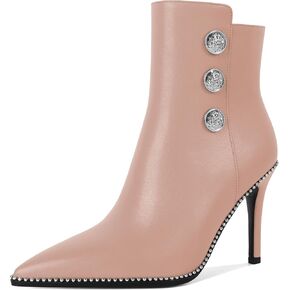Esvowido Women Heeled Ankle Booties Pointed Toe Stiletto High Heels Ankle Booties Stiletto Ankle Boots with Zipper Dress Short Boots
