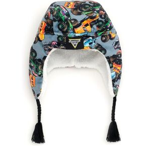 Monster Jam Truck Fleece Beanie with Ear Flaps Toddler and Youth Sizes