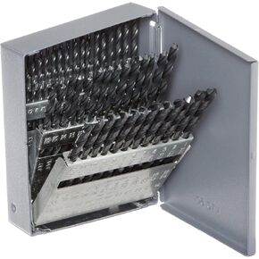 Chicago Latrobe 57716 150 Series High-Speed Steel Jobber Length Drill Bit Set with Metal Case, Black Oxide Finish, 118 Degree Conventional Point, Wire Size, 60-piece, #60 - #1