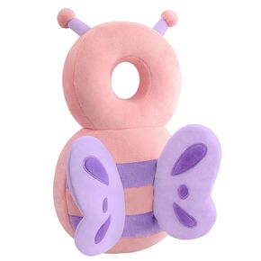 Baby Walker Head Protector Backpack - Adjustable & Soft & Comfortable, Cute Cartoon Design, Pink Butterfly