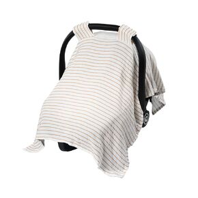 Meracorallo Muslin Baby Car Seat Cover, 100% Organic Cotton Infant Carrier Cover, Lightweight Breathable Soft Carseat Canopy for Baby Boys and Girls (Pink)