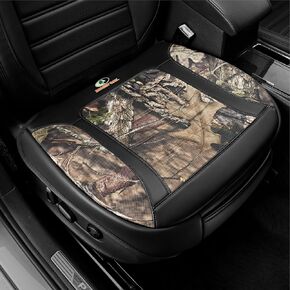 Mossy Oak Car Seat Cover, Luxury Faux Leather Front Bottom Seat Cushion Cover, Universal Anti-Slip with Wrap-Around Design and Storage Bags, Suitable for Most Vehicles - Beige Color