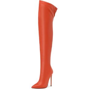 FEMSTEP Women's Over The Knee High Boots Pointed Toe 4.7 Inch Stiletto Thigh High Boots Long Side Zipper Sexy Trendy Comfortable Party Nightclub Fashion Event Dress Tall Booties