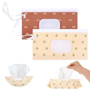 2 Pcs Baby Wipe Dispenser, Extra Large 10" x 6" Baby Wipe Case, Portable Refillable Wipes Dispenser, Reusable Travel Wet Wipe Pouch, Baby Wipes Container, Water-Proof Wet Wipe Cases, Style 3