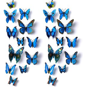 24pcs 3D Vivid Special Man-Made Lively Butterfly Art DIY Decor Wall Stickers Decals Nursery Decoration, Bathroom Décor, Office Décor, 3D Wall Art, 3D Crafts for Wall Art Kids Room Bedroom