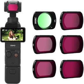 Pocket 3 ND Filters Set, 6 Pack - CPL ND4 ND8 ND16 ND32 ND64 Lens Filter for DJI Osmo Pocket 3 Creator Combo Camera Accessories - Can be Stacked