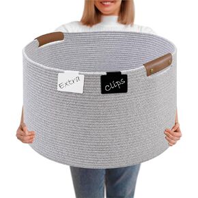 XXXLarge Blanket Storage for Living Room 22 x 14 | Extra Large Laundry Basket | Baby Toy Storage Basket | Blanket Basket Living Room | Woven Basket | Large Baskets for Organizing, GRAY by CHAT BLANC