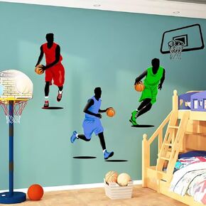 3D Basketball Player Wall Decals Decors for Boys Room,Sports Wall Decals Stickers, Basketball Slam Dunk Wall Decals for Boys Bedroom