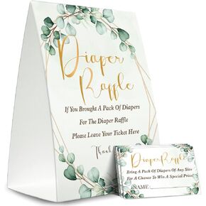 Foldable Free-Standing Sign and 50 Guessing Cards, Multicolor, for Baby Shower, Bridal Shower, Unisex-Adults, Women