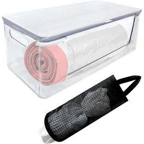1 set of Trash Bag Holder, Garbage Bag Holder with a holder for plastic bags, acrylic Trash Bags Holder, Trashbag Holder white wooden cover, Trash Bag Organizer handles to hang on the door