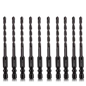 5mm Masonry Drill Bit Set 10PC 3/16" Concrete Drill Bit Set- Ceramic Brick Drill Bit Industrial Cemented Carbide Tip YG6X, Hex Shank for Glass, Soft Ceramic Tile, Mirror, Plastic.