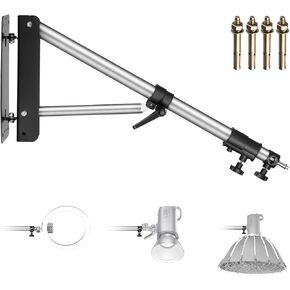 Neewer Wall Mounting Triangle Boom Arm for Photography Strobe Light, Monolight, Softbox, Umbrella, Reflector and Ring Light, Support 180 Degree Rotation, Max Length 4 Feet/125cm (Silver) in Kuwait