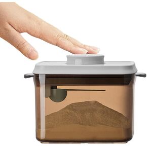 Ankou One-Push Formula Container, 2300ml Formula Dispenser with Scoop and Scraper, Milk Powder Container with Lids, BPA-Free Airtight Food Storage Container 1000g Large Capacity,Dark Brown, Rectangle