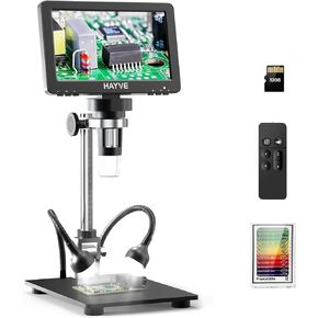 7'' HDMI Digital Microscope,1200X Coin Microscope with IPS Screen, 16MP Soldering Microscope with Lights, 8.5'' Long Stand, View Entire Coin, Compatible with PC/TV, 32GB Card