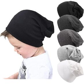 DRESHOW BQUBO 5 Pack Unisex Baby Hats for Kids Cotton Skull Caps Soft Cute Knit Cap Baby Toddler Beanie 3 Months - 6 Years
