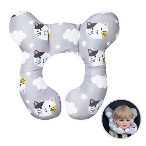 U-Shaped Baby Travel Pillow for Car Seat,Pushchair, Stroller,Soft Neck Support, Ideal for Babies 1-4 Years -Comfortable Baby Car Seat Head Support (Black Elephant)