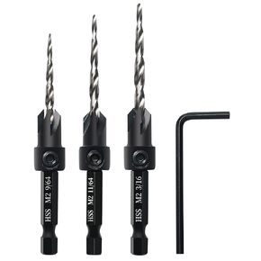 Countersink Drill Bits Set, 7-Pack High Carbon Steel Countersink Drill Bits for Wood, Woodworking Carpentry Reamer with 1 Free Hex Key Wrench