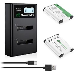 Powerextra NP-45 NP-45S NP-45A Battery1300mAhX2 and LCD Dual Charger Compatible with Fujifilm INSTAX Mini 90 FinePix XP20 XP30 XP 60 XP70 XP80 XP90 XP120 XP130 XP140 T360 T400 T500 T510 T550 T560