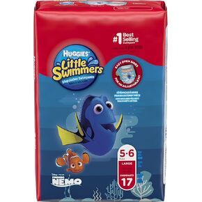 Huggies Little Swimmers Disposable Swim Diapers, Swimpants, Size 5-6 Large (over 32 lb.), 17Ct. (pack of 6) (Packaging May Vary)