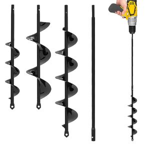 Auger Drill Bit for Planting 3 Pack - with Extension - Garden Tools Spiral Hole Drill Planter for Bulb Planting, Fence Post, Umbrella Holes - 3/8'' Hex Drive Drill - Gardening, Hole Digger Yard Tools
