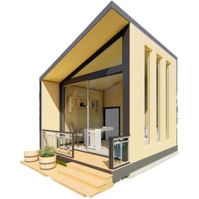 4x5m Mini Office Pod Plans - Compact Design with Seating Area, Desk, and Storage Room