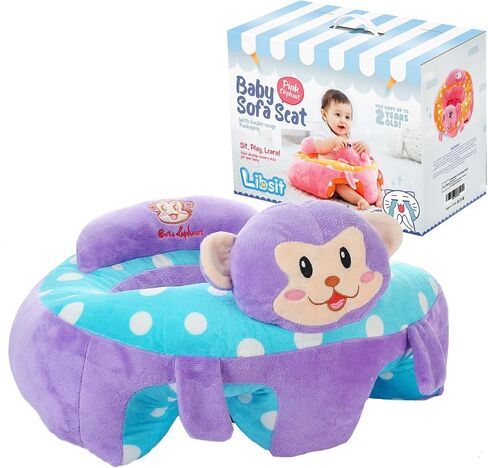 Baby-Sofa-Chair-Floor-Seat Baby-sit-me-up-Floor-seat Baby Learn Sitting Support Seats for Babies Pillow Bouncers Portable Bouncy Plush Cute Seat Cushion for 4-16 Months Toddler (Monkey) in Saudi Arabia
