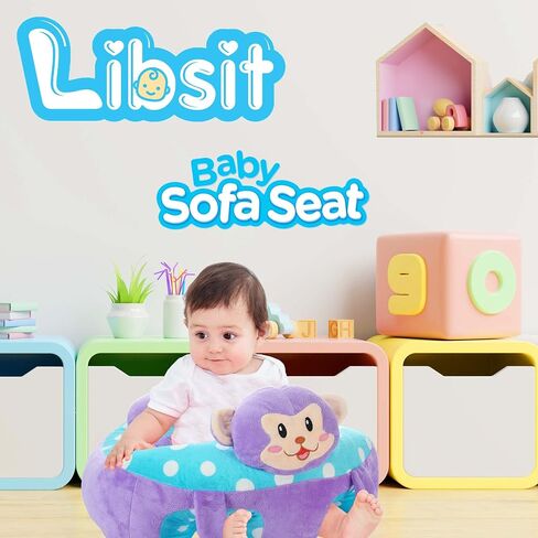 Baby-Sofa-Chair-Floor-Seat Baby-sit-me-up-Floor-seat Baby Learn Sitting Support Seats for Babies Pillow Bouncers Portable Bouncy Plush Cute Seat Cushion for 4-16 Months Toddler (Monkey) in Saudi Arabia