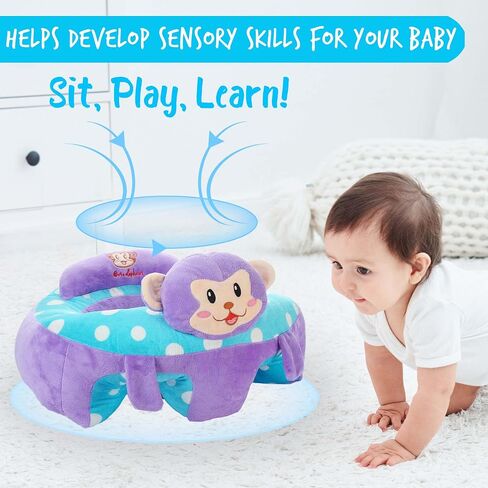 Baby-Sofa-Chair-Floor-Seat Baby-sit-me-up-Floor-seat Baby Learn Sitting Support Seats for Babies Pillow Bouncers Portable Bouncy Plush Cute Seat Cushion for 4-16 Months Toddler (Monkey) in Saudi Arabia
