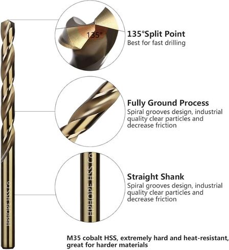 1/8 Inch HSS Twist Drill Bits 10Pcs, HPHOPE 1/8" Jobber Drill Bits Set, Straight Round Shank, Suitable for Drilling in Hard Metal, Stainless Steel, Cast Iron in Kuwait