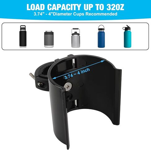 Z8 Universal Cup Holder, with Metal Clip, Replacement for UTV,ATV,Wrangler,Motorcycle,Bicycle, Boat, etc., Compatible with Yeti ramber36/40 oz, RTIC（Bottle） 36 oz,and Other 3.8"-4" Bottles in Saudi Arabia