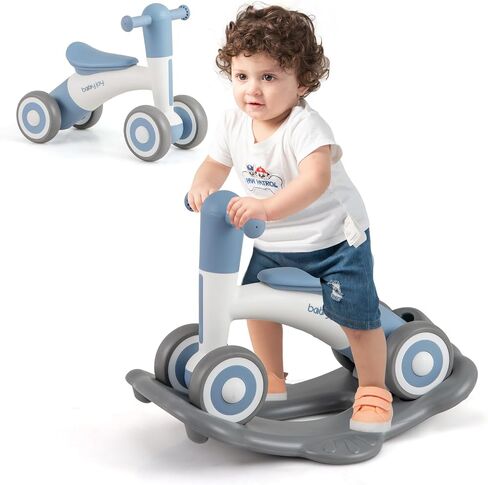 BABY JOY 3 in 1 Rocking Horse, Kids Ride on Toy Balance Bike w/ 4 Smooth Wheels, Detachable Balance Board and Height Adjustable Seat, Baby Rocking Toy for Boys Girls 1-3 Years Old (Rose+Pink) in Saudi Arabia