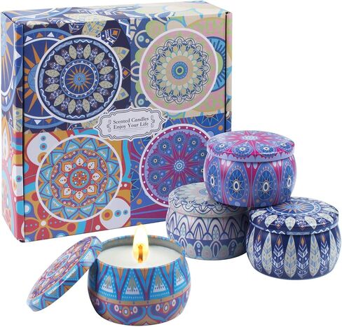 Christmas Scented Candles Gifts for Women, 4-Pack 4.4 Oz Sweet Christmas Candles for Home Scented, Long-Lasting Scented Soy Candles for Mother's Day, Thanksgiving Day, Christmas and New Year. in Saudi Arabia