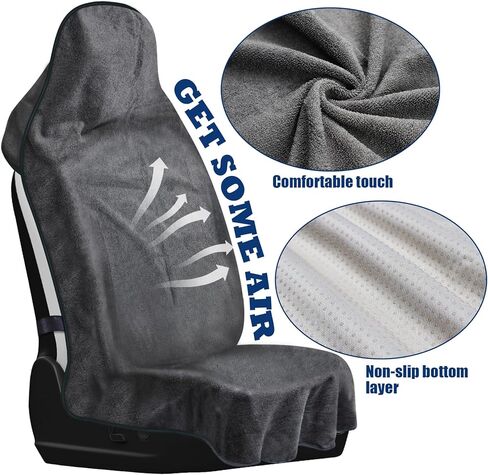 Car Seat Cover, Waterproof Car Seat Cover Front Seats Sweat Towe Bucket Seat Covers Universal Protector for Sport, Gym, Beach, Swimming, 1 Pc Gray in Saudi Arabia