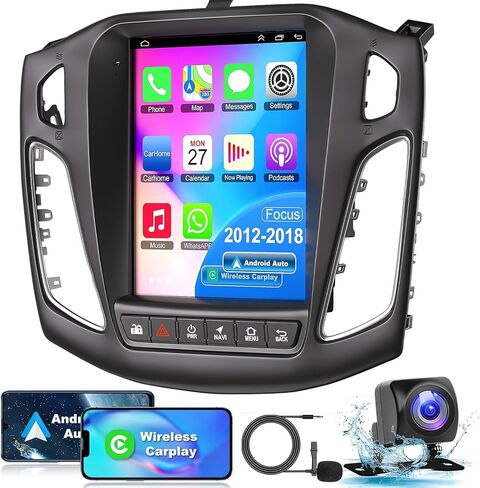 Android 12 Car Stereo for Ford Focus 2012-2018 2G RAM+32G ROM, 10.4 Inch IPS Touch Screen Car Radio with Wireless Carplay/Android Auto,GPS, WiFi, Bluetooth, Support OBD2/DVR/DSP in Saudi Arabia