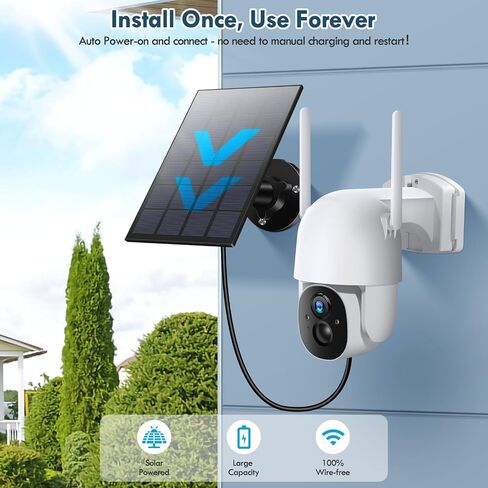 Solar Security Cameras Wireless Outdoor, Wireless Cameras for Home/Outdoor Security, 355°PTZ, 3MP 2K FHD WiFi Camera with Spotlight, Motion Detection, Siren, Color Night Vision, SD/Cloud in Saudi Arabia
