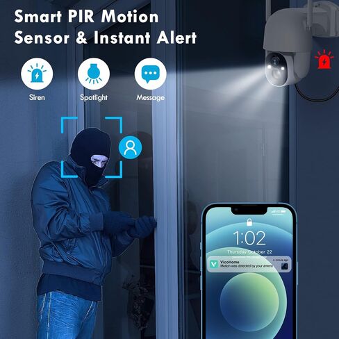 Solar Security Cameras Wireless Outdoor, Wireless Cameras for Home/Outdoor Security, 355°PTZ, 3MP 2K FHD WiFi Camera with Spotlight, Motion Detection, Siren, Color Night Vision, SD/Cloud in Saudi Arabia