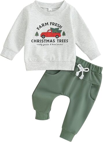 Sasaerucure Infant Toddler Baby Boy Halloween Outfits Long Sleeve Shirts Pumpkin Sweatshirt with Pants 2Pcs Winter Clothes in Saudi Arabia