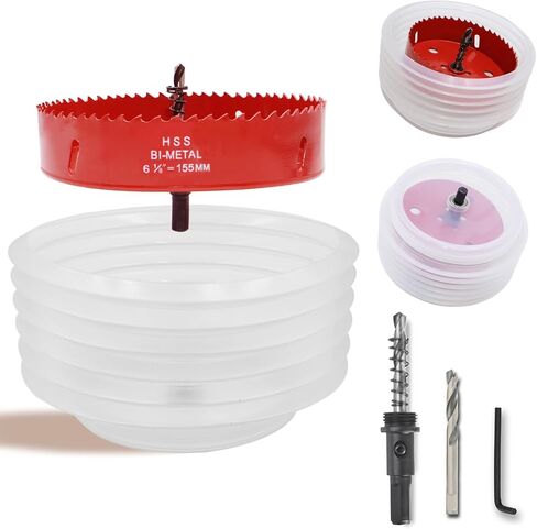 6 1/8 inch & 4 1/8 inch Hole Saw for Recessed Light,6-1/8 & 4-1/8 Hole Saw Dust Bowl for Can Lights,105mm & 155mm Handy Hole Saw Kit Set(6 1/8 & 4 1/8 inch), red in Saudi Arabia