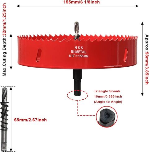 6 1/8 inch & 4 1/8 inch Hole Saw for Recessed Light,6-1/8 & 4-1/8 Hole Saw Dust Bowl for Can Lights,105mm & 155mm Handy Hole Saw Kit Set(6 1/8 & 4 1/8 inch), red in Saudi Arabia