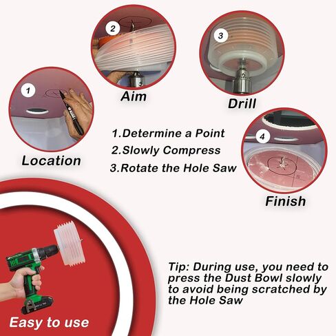 6 1/8 inch & 4 1/8 inch Hole Saw for Recessed Light,6-1/8 & 4-1/8 Hole Saw Dust Bowl for Can Lights,105mm & 155mm Handy Hole Saw Kit Set(6 1/8 & 4 1/8 inch), red in Saudi Arabia