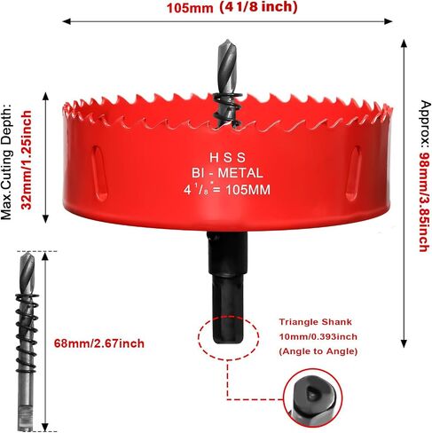 6 1/8 inch & 4 1/8 inch Hole Saw for Recessed Light,6-1/8 & 4-1/8 Hole Saw Dust Bowl for Can Lights,105mm & 155mm Handy Hole Saw Kit Set(6 1/8 & 4 1/8 inch), red in Saudi Arabia