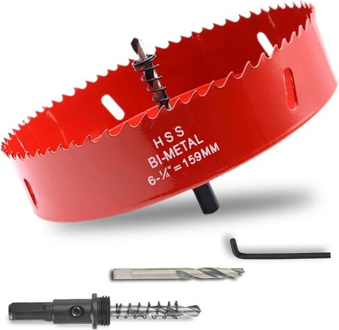 6 1/8 inch & 4 1/8 inch Hole Saw for Recessed Light,6-1/8 & 4-1/8 Hole Saw Dust Bowl for Can Lights,105mm & 155mm Handy Hole Saw Kit Set(6 1/8 & 4 1/8 inch), red in Saudi Arabia