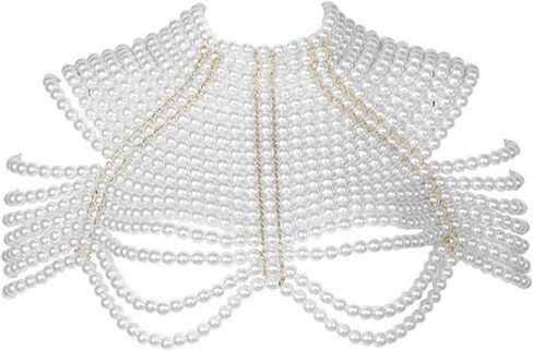 CCbodily Pearl Body Chain Bra - Fashion Shoulder Necklaces Bra Chain Body Jewelry in Saudi Arabia