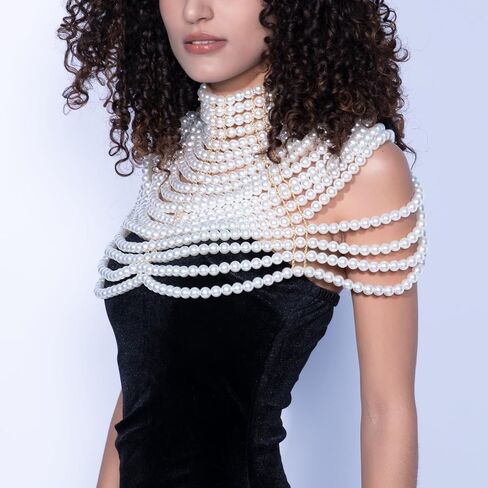 CCbodily Pearl Body Chain Bra - Fashion Shoulder Necklaces Bra Chain Body Jewelry in Saudi Arabia