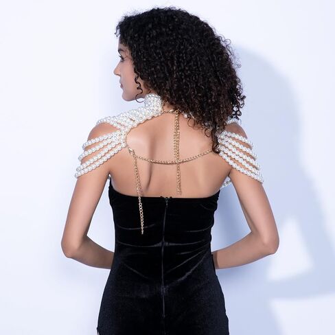 CCbodily Pearl Body Chain Bra - Fashion Shoulder Necklaces Bra Chain Body Jewelry in Saudi Arabia