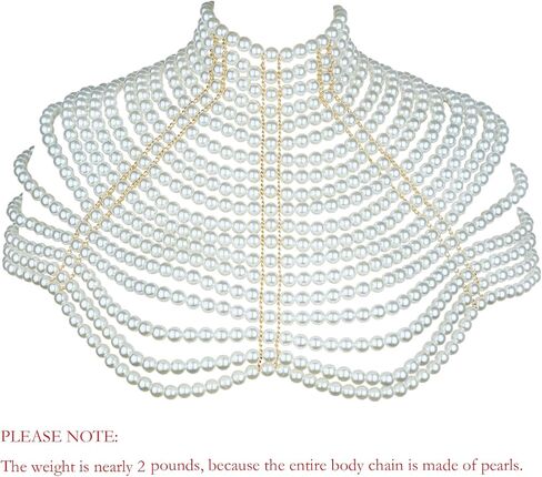 CCbodily Pearl Body Chain Bra - Fashion Shoulder Necklaces Bra Chain Body Jewelry in Saudi Arabia