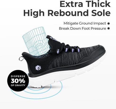 FitVille Women's Slip On Sneakers Wide Shoes Hands Free Running Shoes Slip-On Walking Shoes for Flat Feet Plantar Fasciitis Heel Pain Relief - Cloud Walker V7 in Saudi Arabia