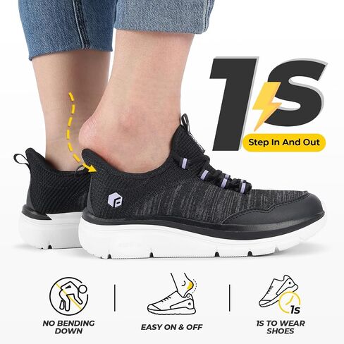 FitVille Women's Slip On Sneakers Wide Shoes Hands Free Running Shoes Slip-On Walking Shoes for Flat Feet Plantar Fasciitis Heel Pain Relief - Cloud Walker V7 in Saudi Arabia